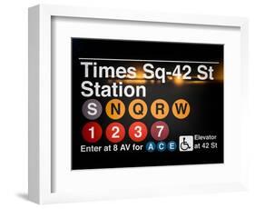 Subway Times Square - 42 Street Station - Subway Sign - Manhattan, New York City, USA-Philippe Hugonnard-Framed Art Print