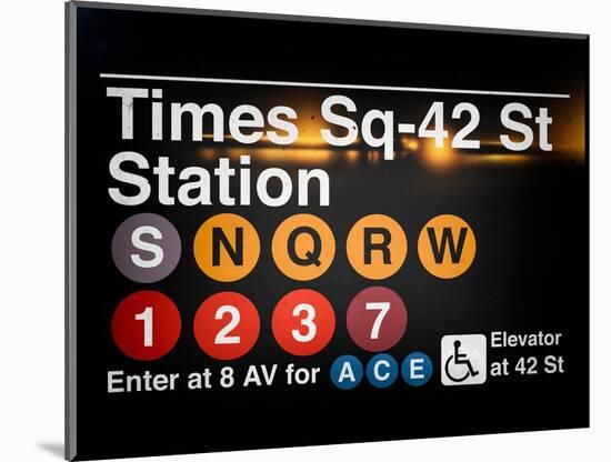 Subway Times Square - 42 Street Station - Subway Sign - Manhattan, New York City, USA-Philippe Hugonnard-Mounted Art Print