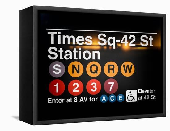 Subway Times Square - 42 Street Station - Subway Sign - Manhattan, New York City, USA-Philippe Hugonnard-Framed Stretched Canvas