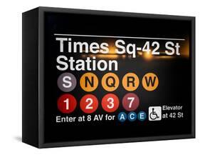 Subway Times Square - 42 Street Station - Subway Sign - Manhattan, New York City, USA-Philippe Hugonnard-Framed Stretched Canvas