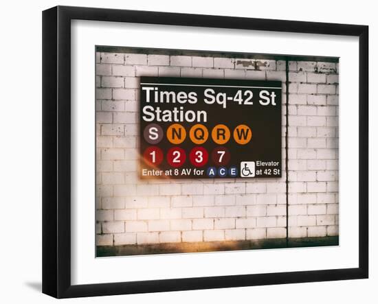 Subway Times Square - 42 Street Station - Subway Sign - Manhattan, New York City, USA-Philippe Hugonnard-Framed Art Print