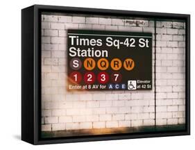 Subway Times Square - 42 Street Station - Subway Sign - Manhattan, New York City, USA-Philippe Hugonnard-Framed Stretched Canvas