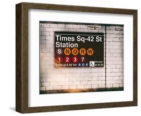 Subway Times Square - 42 Street Station - Subway Sign - Manhattan, New York City, USA-Philippe Hugonnard-Framed Art Print