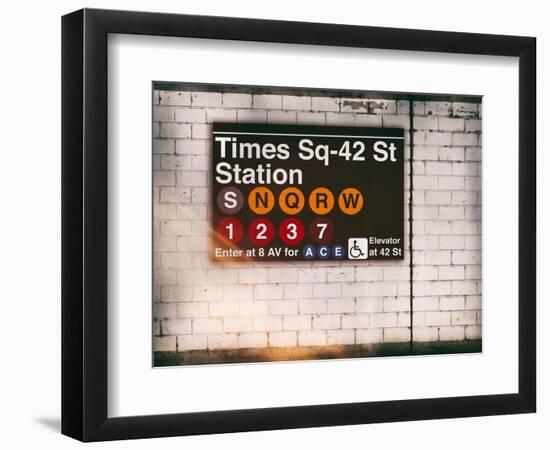 Subway Times Square - 42 Street Station - Subway Sign - Manhattan, New York City, USA-Philippe Hugonnard-Framed Art Print