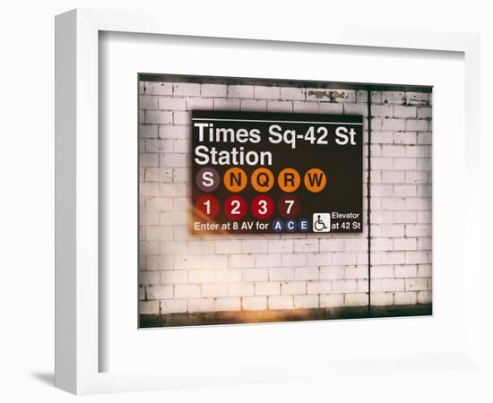 Subway Times Square - 42 Street Station - Subway Sign - Manhattan, New York City, USA-Philippe Hugonnard-Framed Art Print