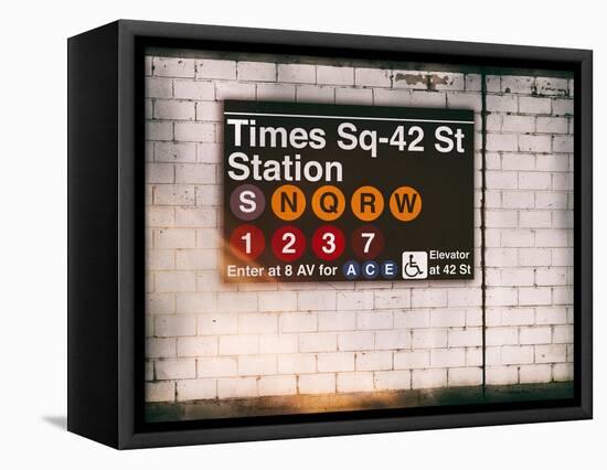 Subway Times Square - 42 Street Station - Subway Sign - Manhattan, New York City, USA-Philippe Hugonnard-Framed Stretched Canvas