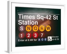 Subway Times Square - 42 Street Station - Subway Sign - Manhattan, New York City, USA-Philippe Hugonnard-Framed Art Print