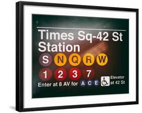 Subway Times Square - 42 Street Station - Subway Sign - Manhattan, New York City, USA-Philippe Hugonnard-Framed Art Print