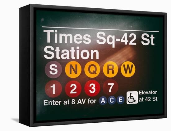 Subway Times Square - 42 Street Station - Subway Sign - Manhattan, New York City, USA-Philippe Hugonnard-Framed Stretched Canvas