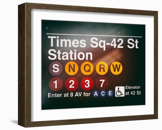 Subway Times Square - 42 Street Station - Subway Sign - Manhattan, New York City, USA-Philippe Hugonnard-Framed Art Print