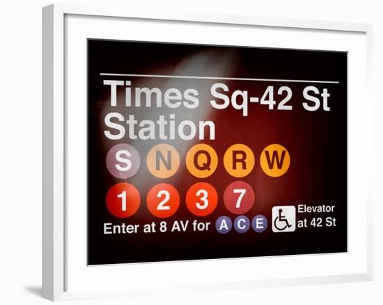 Subway Times Square - 42 Street Station - Subway Sign - Manhattan, New York City, USA-Philippe Hugonnard-Framed Art Print