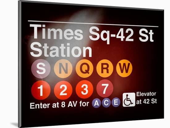 Subway Times Square - 42 Street Station - Subway Sign - Manhattan, New York City, USA-Philippe Hugonnard-Mounted Art Print