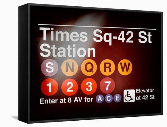 Subway Times Square - 42 Street Station - Subway Sign - Manhattan, New York City, USA-Philippe Hugonnard-Framed Stretched Canvas