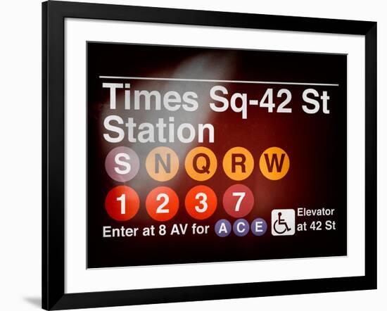 Subway Times Square - 42 Street Station - Subway Sign - Manhattan, New York City, USA-Philippe Hugonnard-Framed Art Print