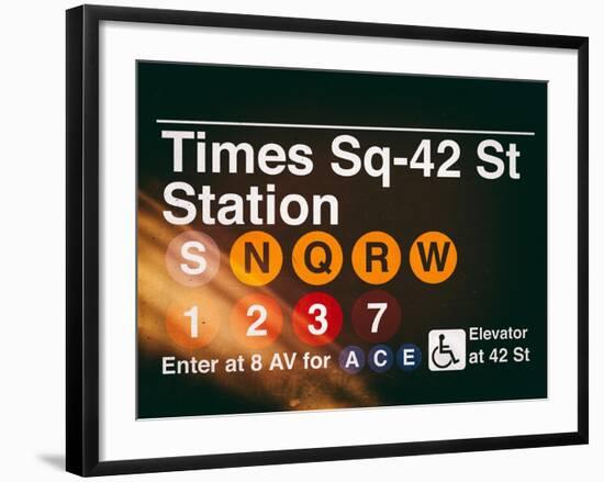 Subway Times Square - 42 Street Station - Subway Sign - Manhattan, New York City, USA-Philippe Hugonnard-Framed Art Print