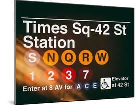 Subway Times Square - 42 Street Station - Subway Sign - Manhattan, New York City, USA-Philippe Hugonnard-Mounted Art Print