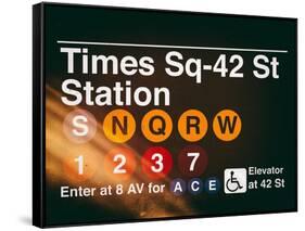 Subway Times Square - 42 Street Station - Subway Sign - Manhattan, New York City, USA-Philippe Hugonnard-Framed Stretched Canvas