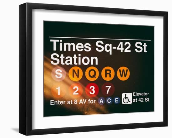 Subway Times Square - 42 Street Station - Subway Sign - Manhattan, New York City, USA-Philippe Hugonnard-Framed Art Print