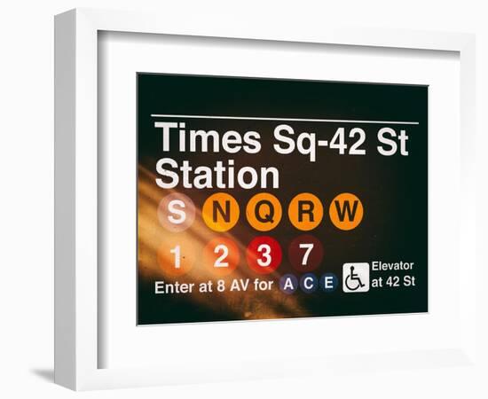 Subway Times Square - 42 Street Station - Subway Sign - Manhattan, New York City, USA-Philippe Hugonnard-Framed Art Print