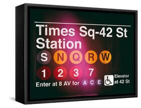 Subway Times Square - 42 Street Station - Subway Sign - Manhattan, New York City, USA-Philippe Hugonnard-Framed Stretched Canvas