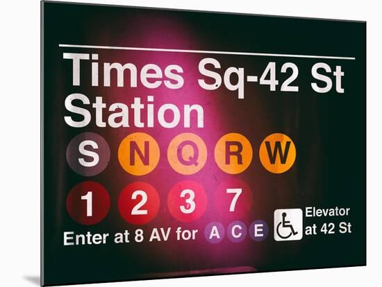 Subway Times Square - 42 Street Station - Subway Sign - Manhattan, New York City, USA-Philippe Hugonnard-Mounted Art Print