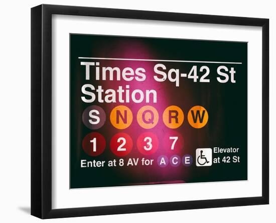 Subway Times Square - 42 Street Station - Subway Sign - Manhattan, New York City, USA-Philippe Hugonnard-Framed Art Print