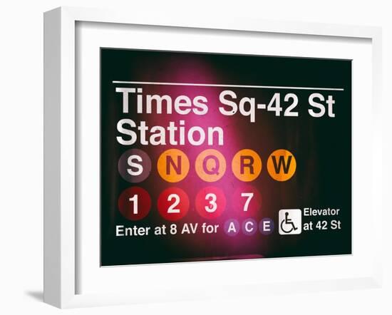 Subway Times Square - 42 Street Station - Subway Sign - Manhattan, New York City, USA-Philippe Hugonnard-Framed Art Print