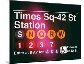 Subway Times Square - 42 Street Station - Subway Sign - Manhattan, New York City, USA-Philippe Hugonnard-Mounted Art Print