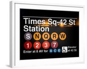 Subway Times Square - 42 Street Station - Subway Sign - Manhattan, New York City, USA-Philippe Hugonnard-Framed Art Print