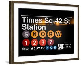 Subway Times Square - 42 Street Station - Subway Sign - Manhattan, New York City, USA-Philippe Hugonnard-Framed Art Print