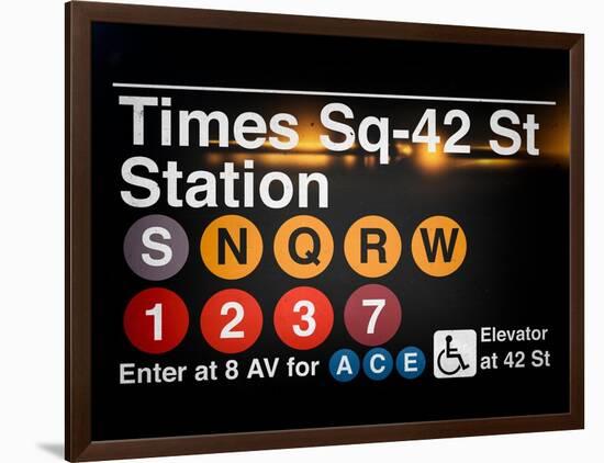 Subway Times Square - 42 Street Station - Subway Sign - Manhattan, New York City, USA-Philippe Hugonnard-Framed Art Print