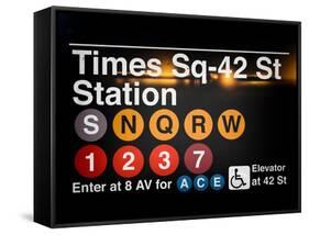 Subway Times Square - 42 Street Station - Subway Sign - Manhattan, New York City, USA-Philippe Hugonnard-Framed Stretched Canvas