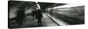 Subway Train Passing through a Subway Station, London, England-null-Stretched Canvas