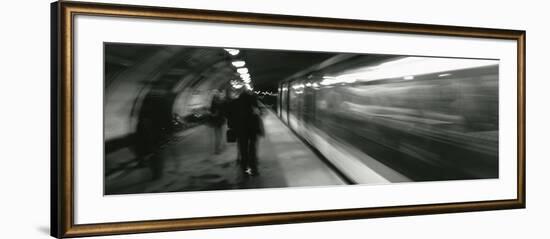 Subway Train Passing through a Subway Station, London, England-null-Framed Photographic Print