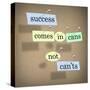 Success Comes in Cans Not Can'ts Saying on Paper Pieces Pinned to a Cork Board-iqoncept-Stretched Canvas