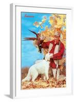 Success, Man with Dead Pheasant and Hunting Dog-null-Framed Art Print