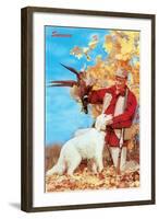 Success, Man with Dead Pheasant and Hunting Dog-null-Framed Art Print