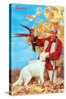 Success, Man with Dead Pheasant and Hunting Dog-null-Stretched Canvas