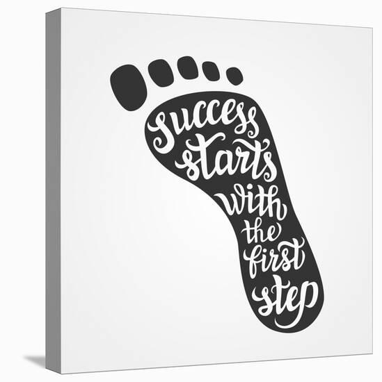 'Success Starts with the First Step' Lettering-Victoria Gripas-Stretched Canvas