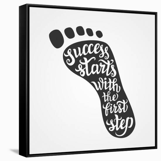 'Success Starts with the First Step' Lettering-Victoria Gripas-Framed Stretched Canvas