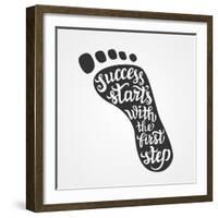 'Success Starts with the First Step' Lettering-Victoria Gripas-Framed Art Print