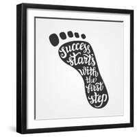 'Success Starts with the First Step' Lettering-Victoria Gripas-Framed Art Print