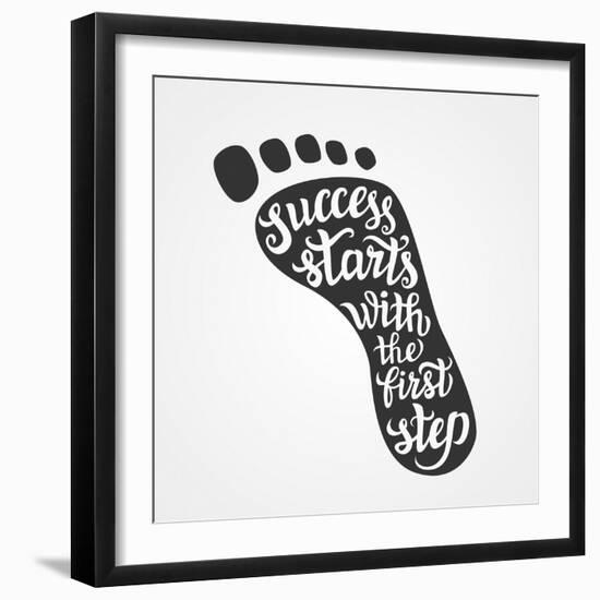 'Success Starts with the First Step' Lettering-Victoria Gripas-Framed Art Print
