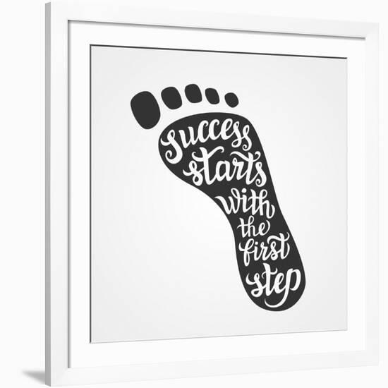 'Success Starts with the First Step' Lettering-Victoria Gripas-Framed Art Print