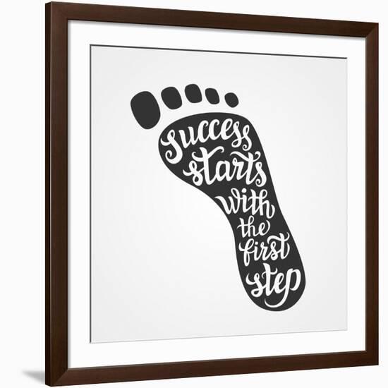 'Success Starts with the First Step' Lettering-Victoria Gripas-Framed Art Print