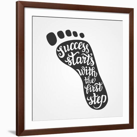 'Success Starts with the First Step' Lettering-Victoria Gripas-Framed Art Print