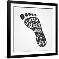 'Success Starts with the First Step' Lettering-Victoria Gripas-Framed Art Print