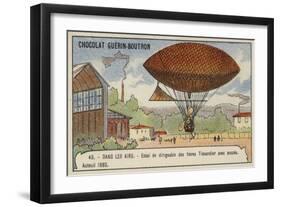 Successful Test Flight of the Tissandier Brothers' Dirigible Airship, Auteuil, 1883-null-Framed Giclee Print