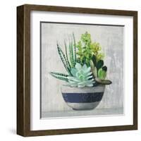 Succulent Still Life II Navy-Julia Purinton-Framed Art Print