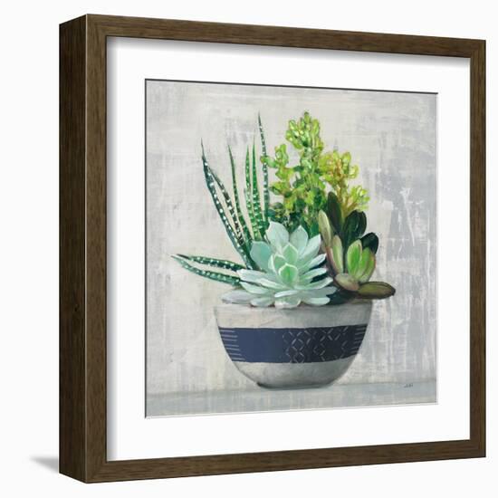 Succulent Still Life II Navy-Julia Purinton-Framed Art Print